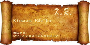 Kincses Réka névjegykártya